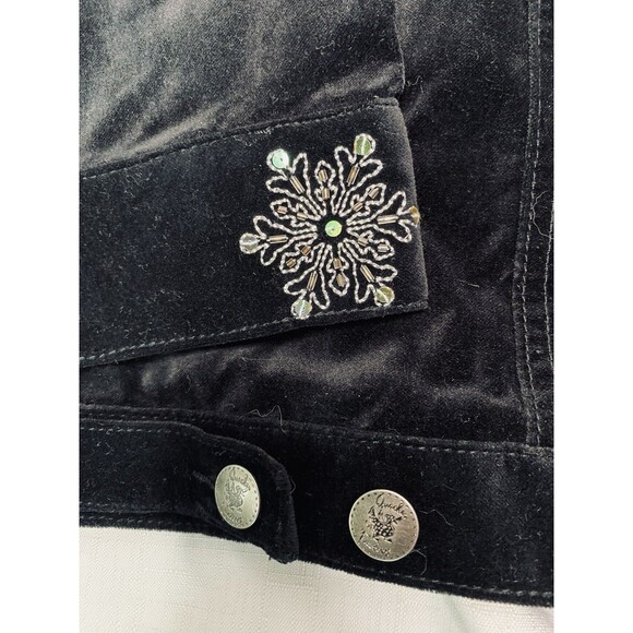 Quacker Factory Black Velvet Snowman Holiday Christmas Bling 2XL NEW Jacket VTG - Picture 4 of 9